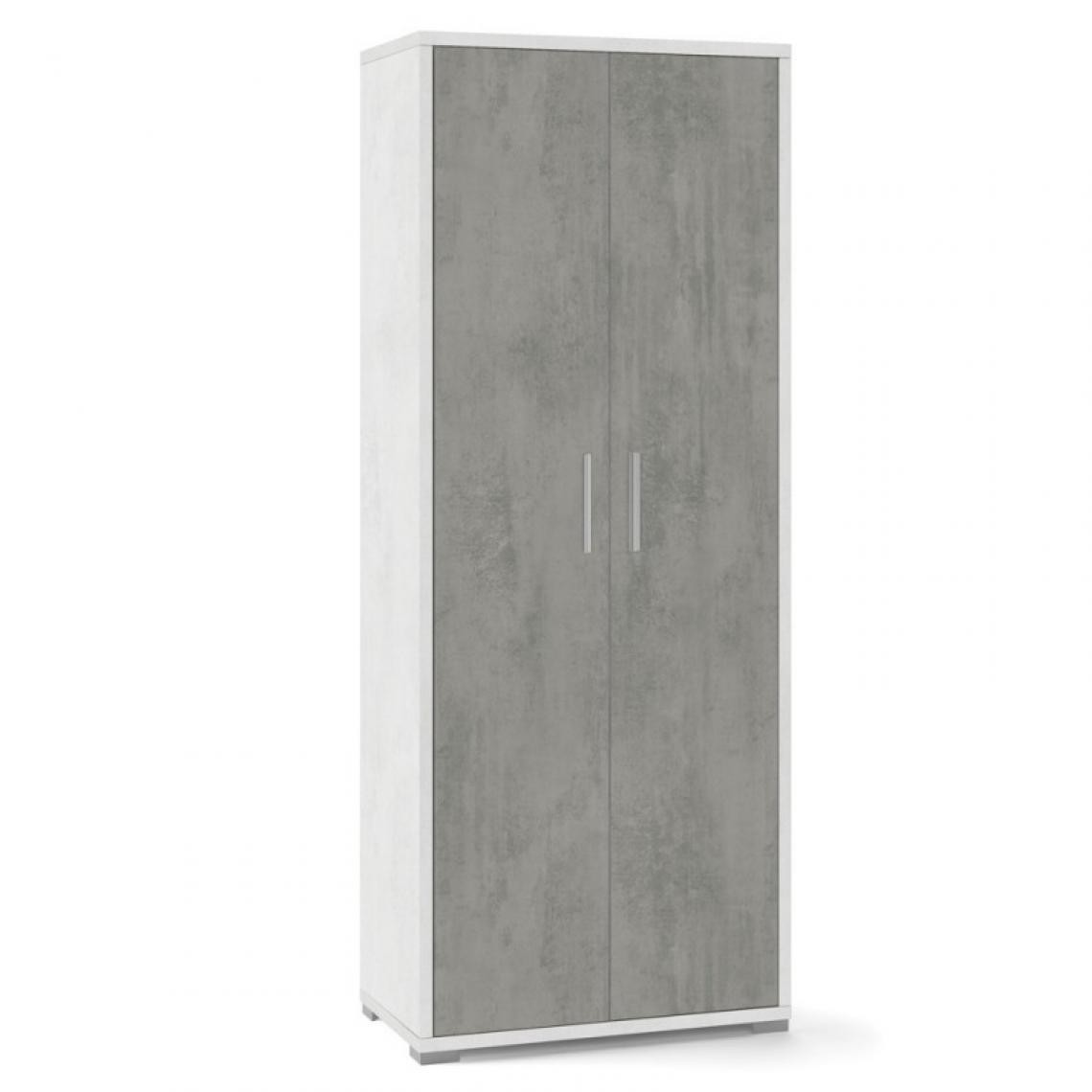 Webmarketpoint - Armoire polyvalente à deux portes Ciment Blanc 71x41x h182 cm - Bureaux