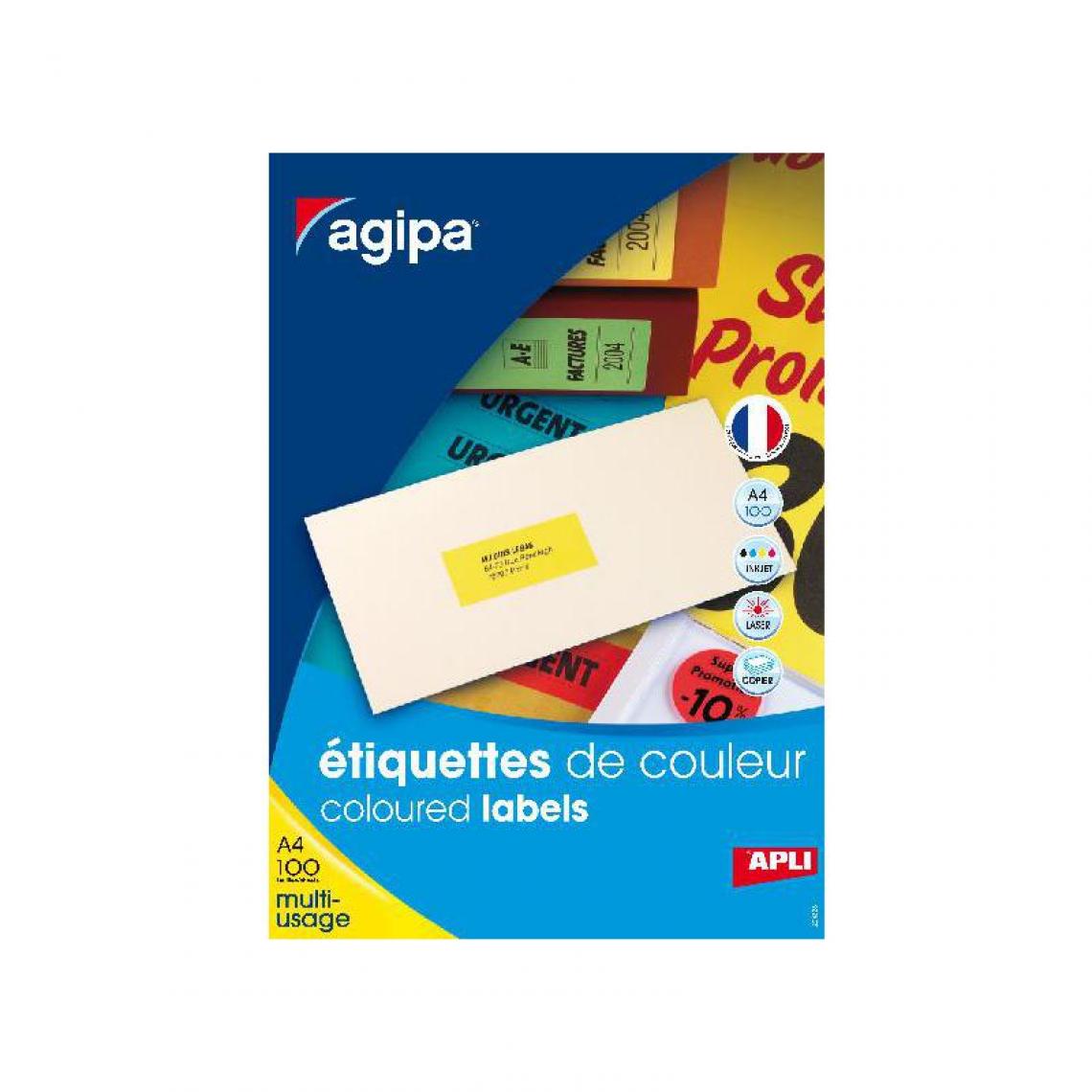 Agipa - agipa Etiquettes adresse, 70 x 35 mm, orange fluo () - Accessoires Bureau