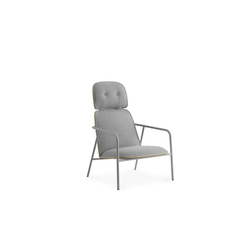 Normann Copenhagen - Chaise Lounge Pad - avec appui-tête - Acier gris - NormannCopenhagenEiche - Noir (Cuir) - Bureaux