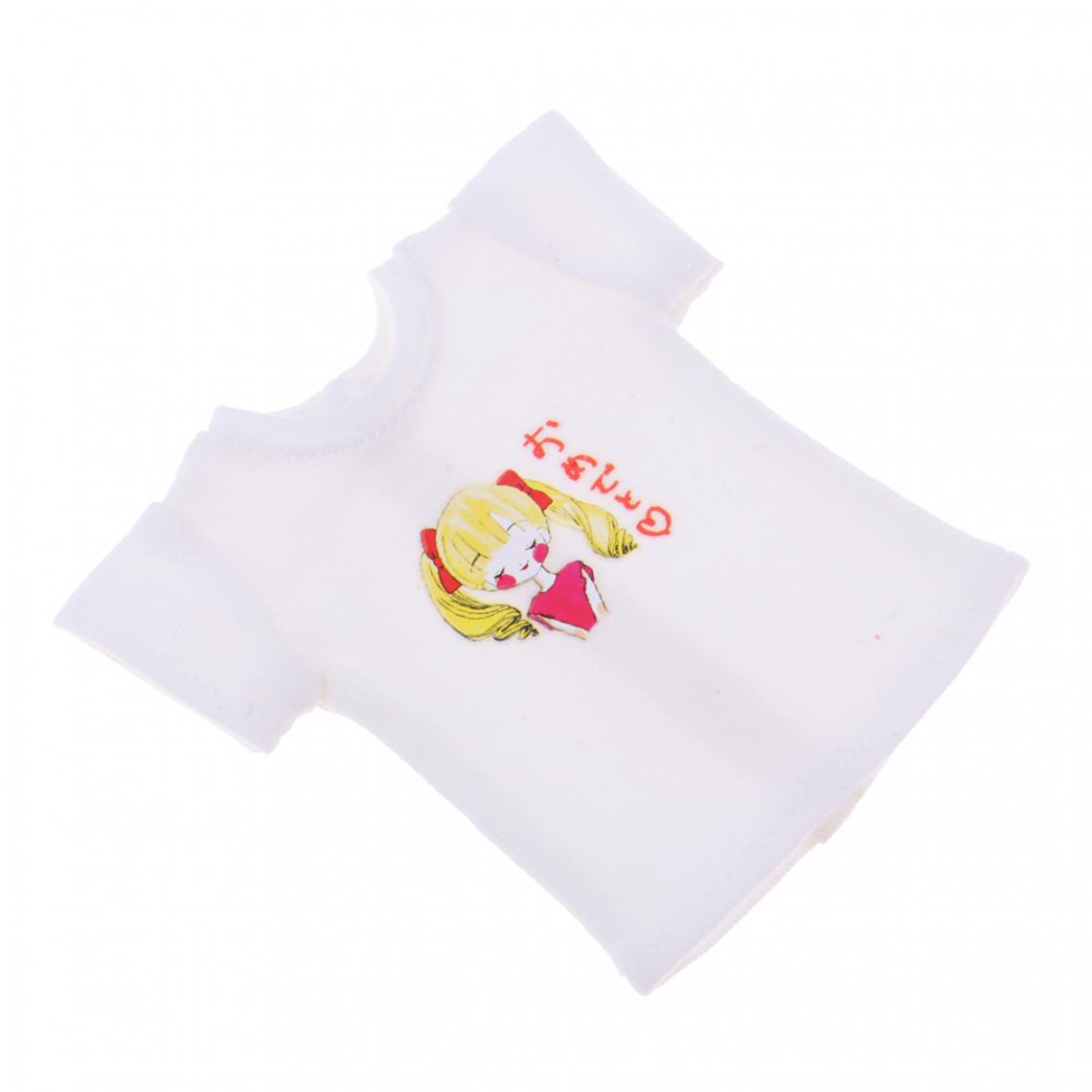 marque generique - poupées vêtements à manches courtes t-shirt tops pour 1/6 blythe poupée blanche romance - Poupons