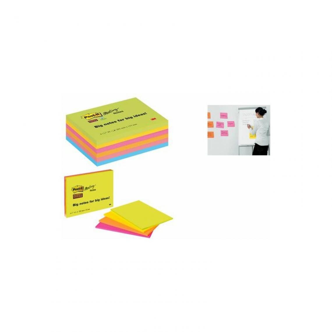 Post-It - Post-it Bloc-note Meeting Notes Super Sticky, 203 x 153 mm () - Accessoires Bureau