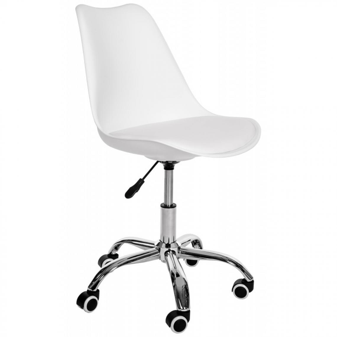 Hucoco - FINLEY | Chaise Fauteuil de bureau à roulettes design enfant H 45/55 cm | Dossier ergonomique + assise confortable - Blanc - Bureaux