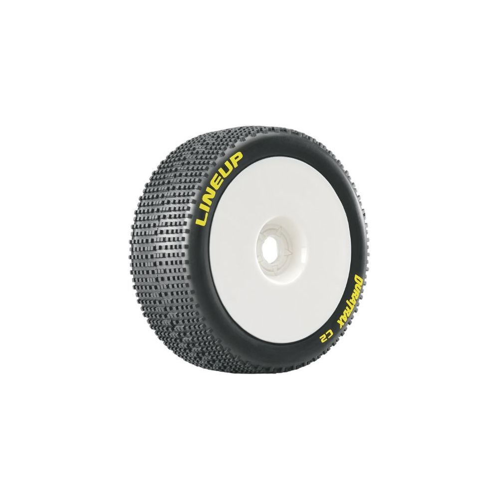 Duratrax - Duratrax Lineup 18 Scale RC Buggy Tires with Foam Inserts C2 Soft Compound Mounted on White Wheels (Set of 2) - Accessoires et pièces