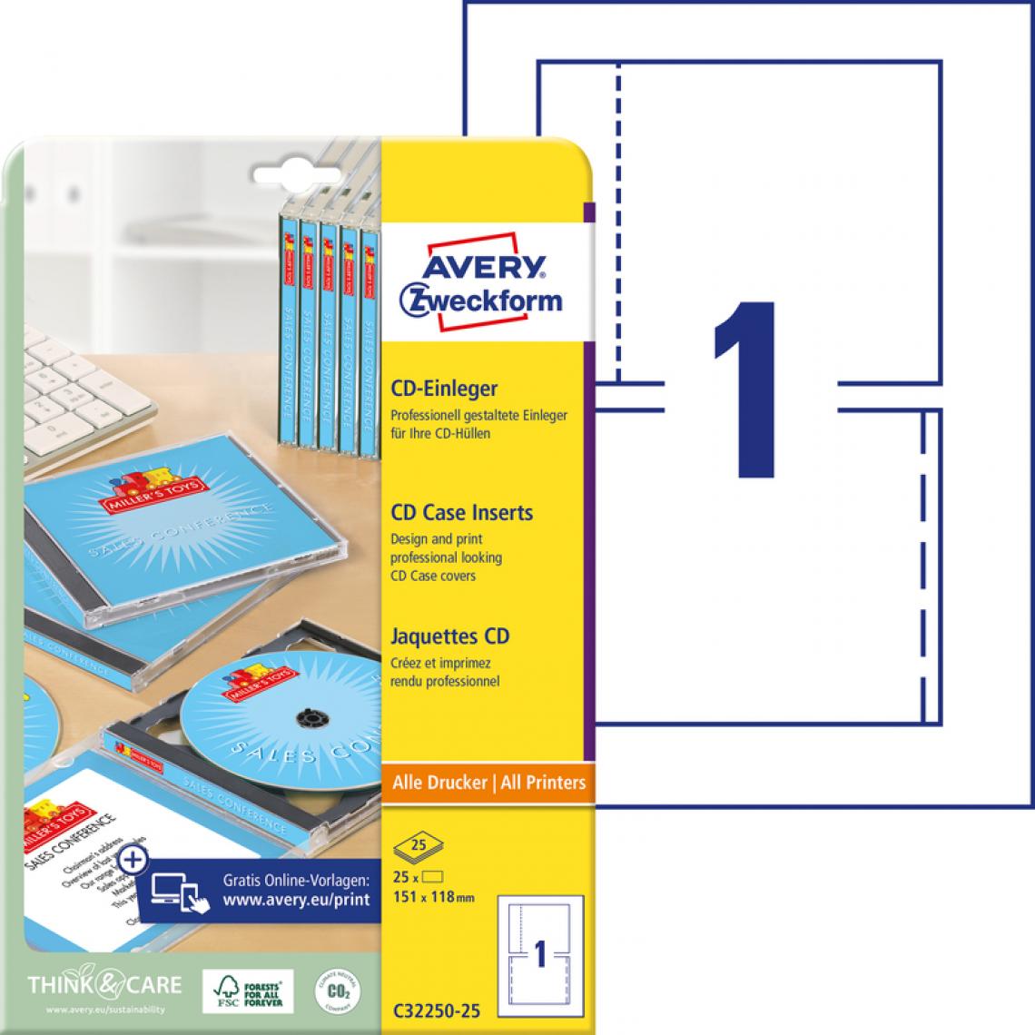 Avery - AVERY Zweckform Jaquette CD pour Jewel Case, blanc () - Accessoires Bureau