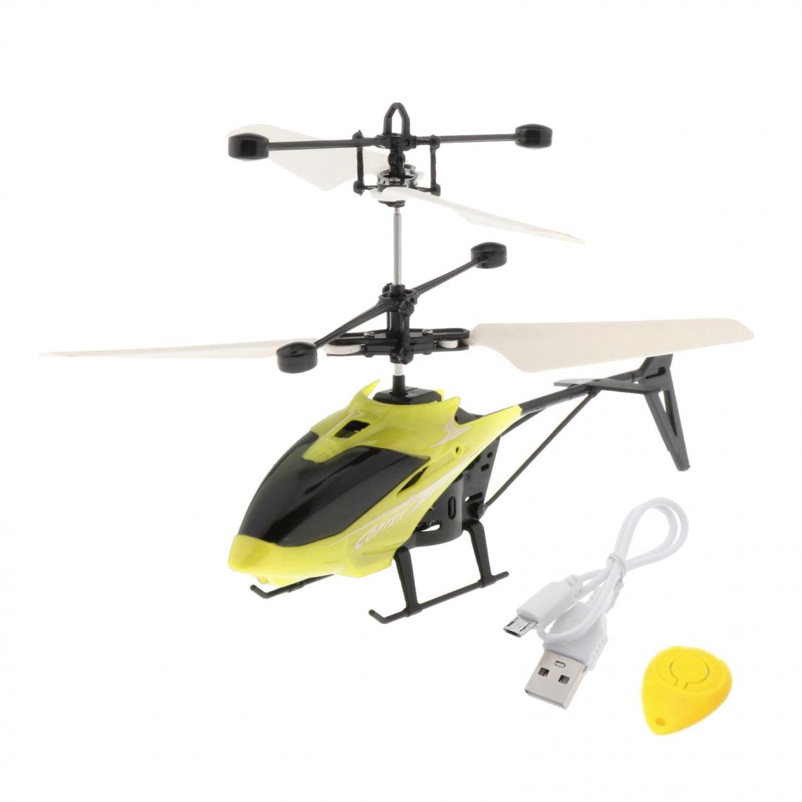 marque generique - Mini Flying RC Induction Aircraft USB Hand Control Drone Cadeaux D'anniversaire Jaune - Hélicoptères RC