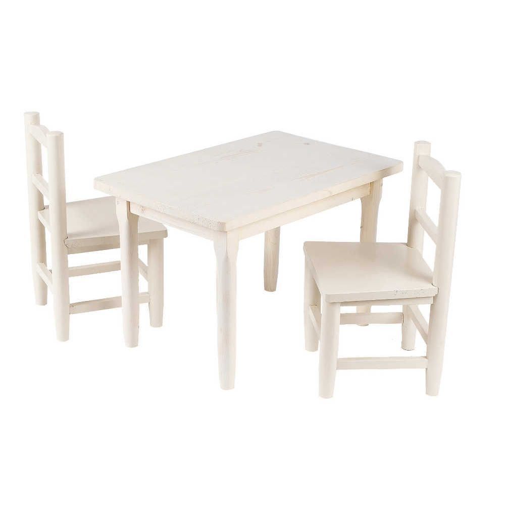 Aubry Gaspard - Salon enfant 1 table 2 chaises en pin blanchi - Bureaux