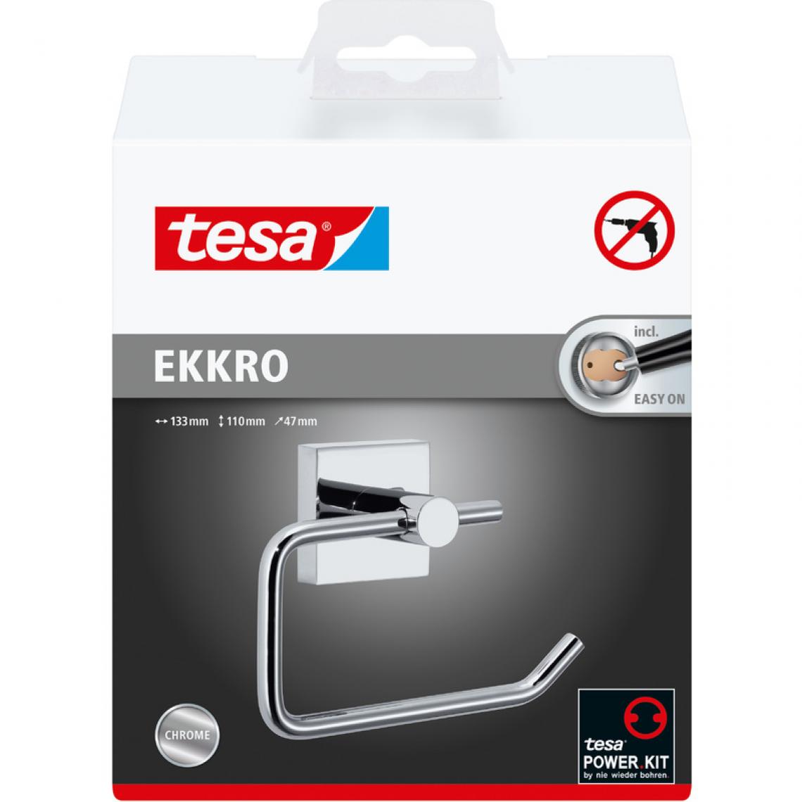 Tesa - tesa Porte-papier WC EKKRO, avec colle, chromé () - Accessoires de salle de bain