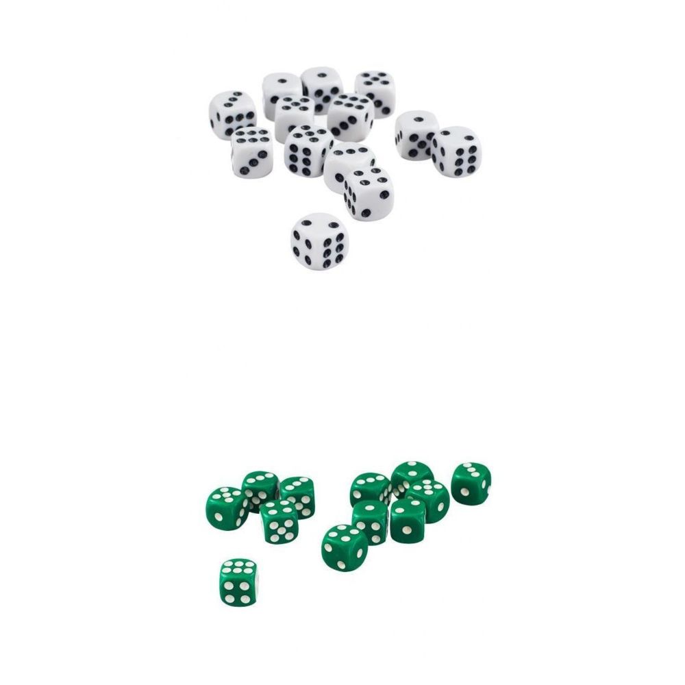 marque generique - Paquet de 100 D6 à six faces pour D u0026 D RPG MTG Accessoires Vert + Blanc - Jeux de rôles
