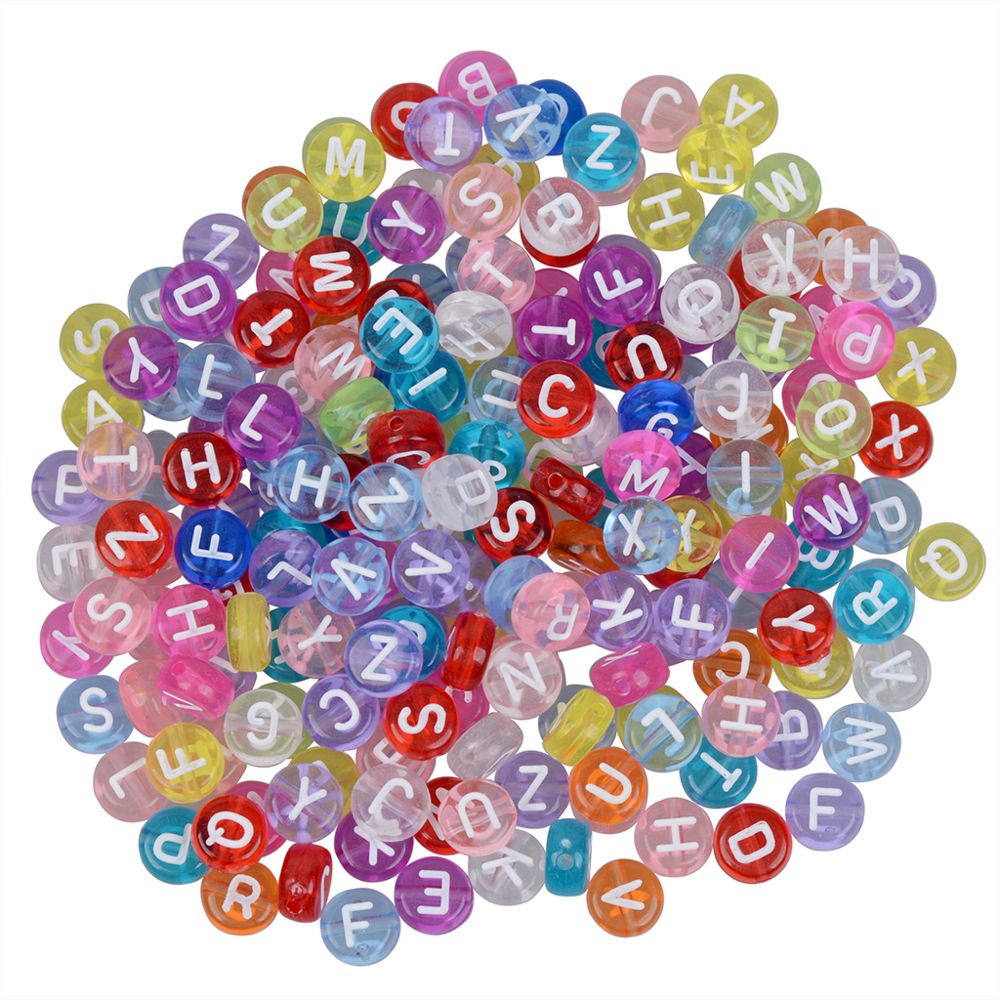 marque generique - 200 pcs perles acryliques colorées charme alphabet lettre perle bricolage bijoux 1 # clair multi-couleur - Perles