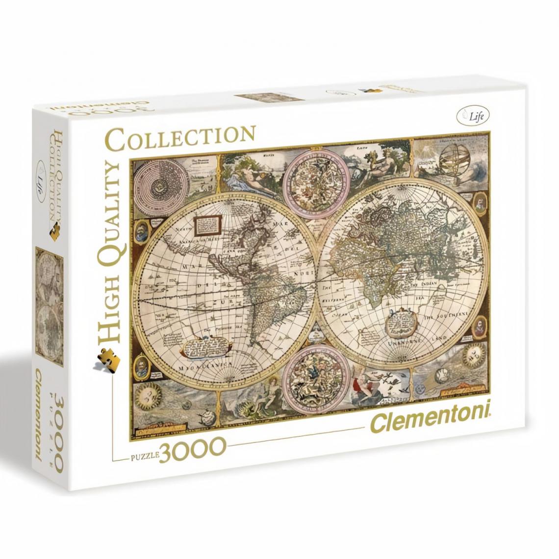 Clementoni - PUZZLE 3000 pieces - Carte ancienne - 188 X 84 cm - Animaux