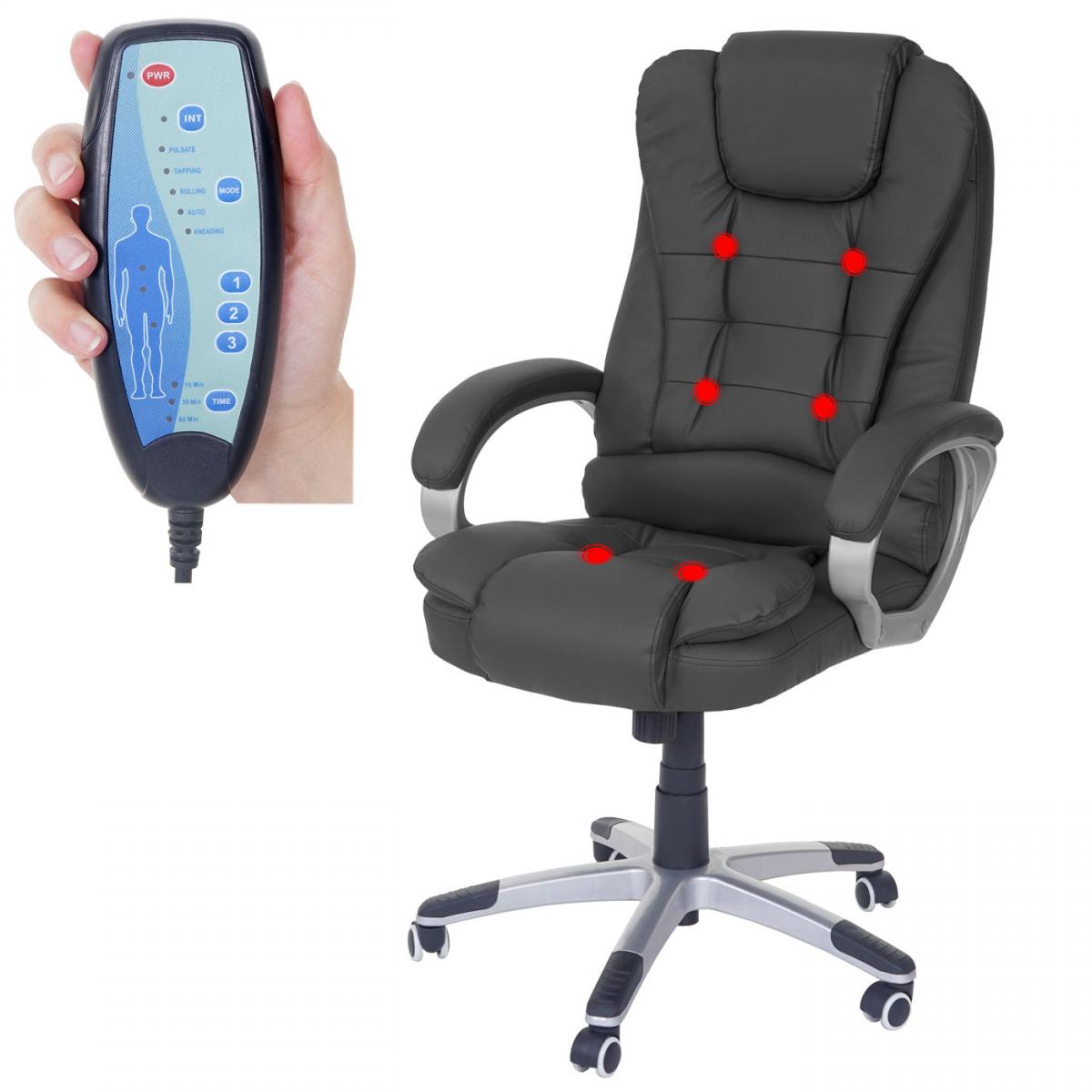 Mendler - Fauteuil de bureau pro Blackborn, chaise de massage, fauteuil directorial, similicuir ~ noir - Bureaux