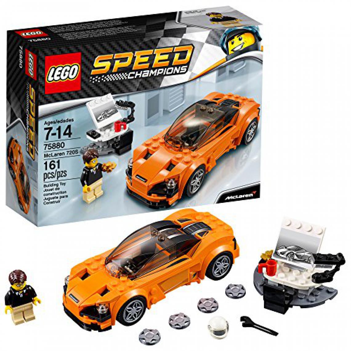 Lego - LEgO 75880 Speed ââchampions McLaren 720S Jouet de construction, 161 pièces, orange / noir - Briques et blocs