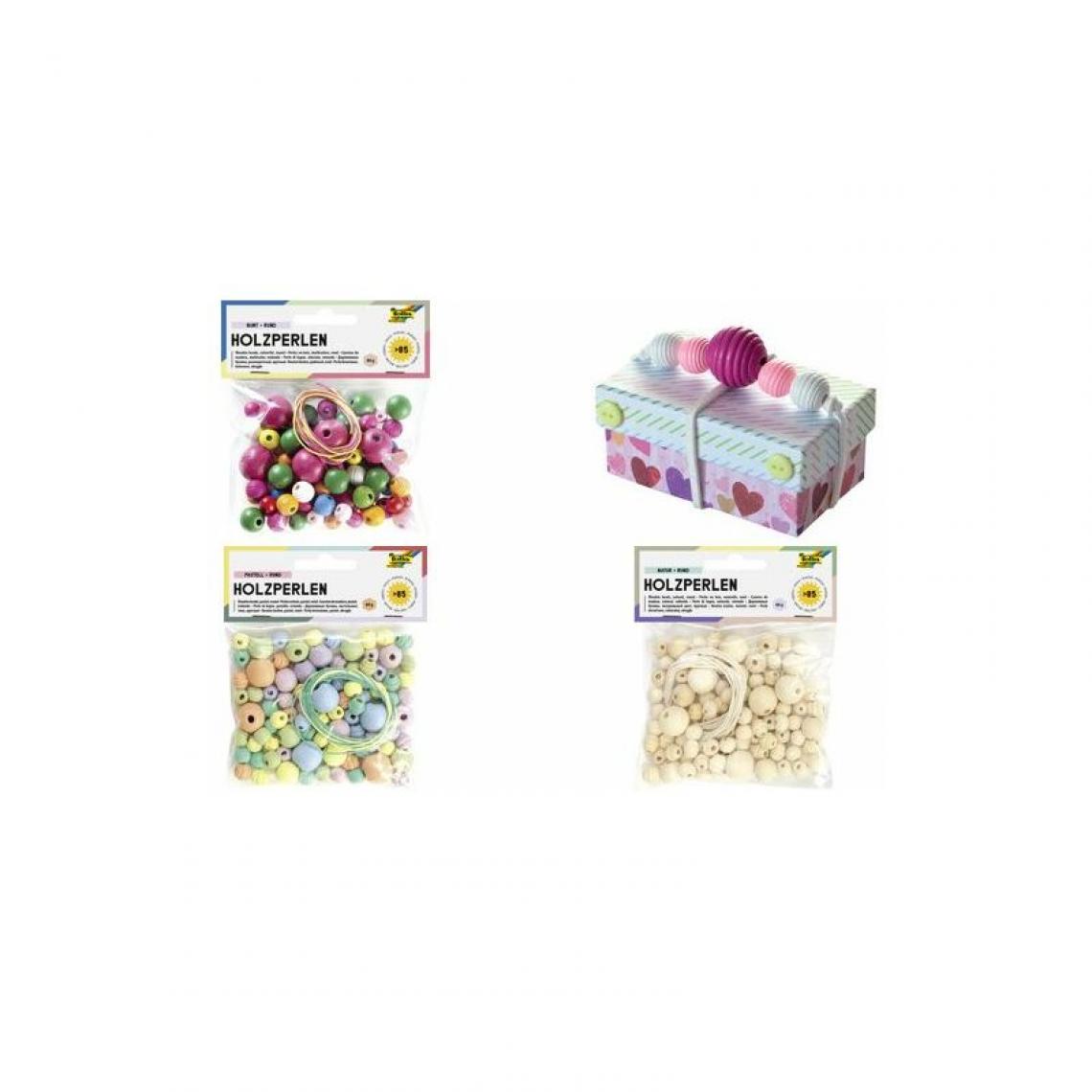 Folia - folia Perles en bois, rond, assorti en taillles et couleurs () - Bricolage et jardinage