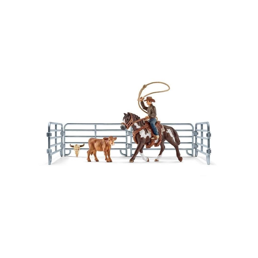 marque generique - Icaverne FIGURINE MINIATURE - PERSONNAGE MINIATURE Figurine 41418 - Animal de la ferme - Capture au lasso avec un cowboy - Films et séries