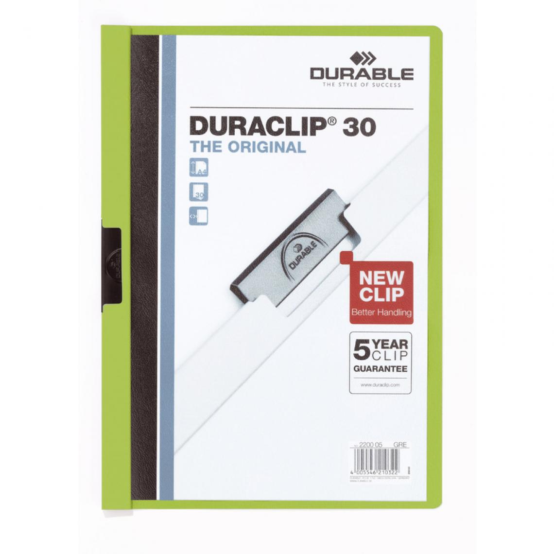 Durable - DURABLE Chemise à clip DURACLIP ORIGINAL 30, A4, vert () - Accessoires Bureau