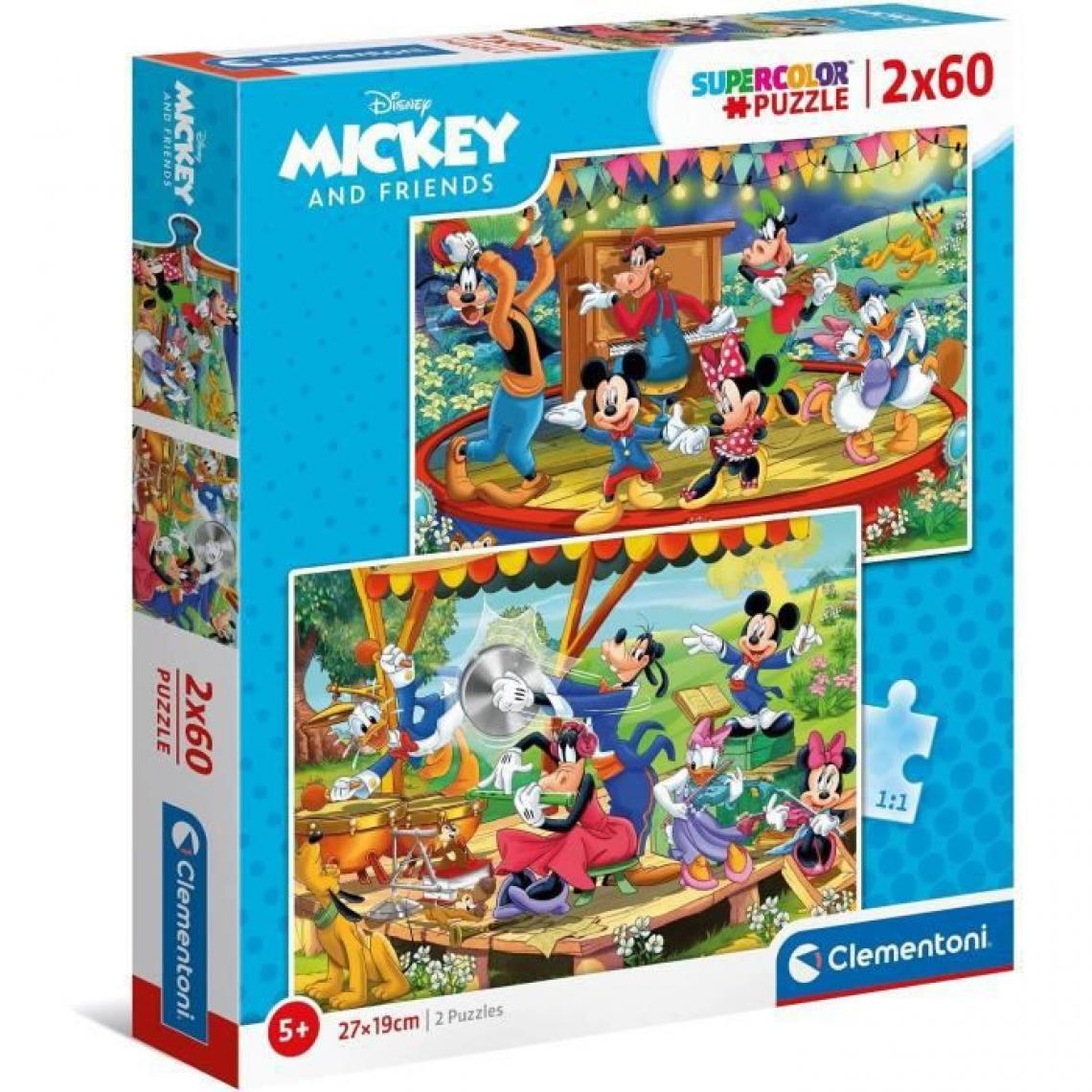 Clementoni - CLEMENTONI - 21620 - 2x60 pieces - Mickey and friends - Animaux