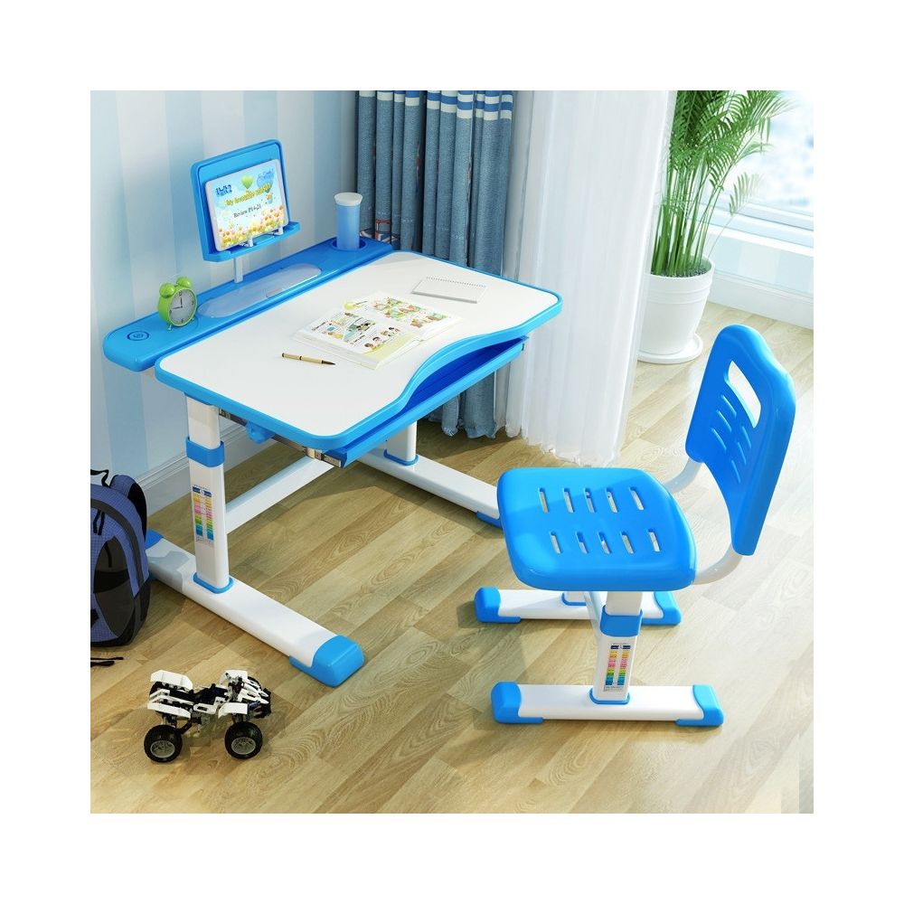 Wewoo - Table d'étude et chaise en plastique pour enfants avec levage multifonctionnel bleu - Bureaux