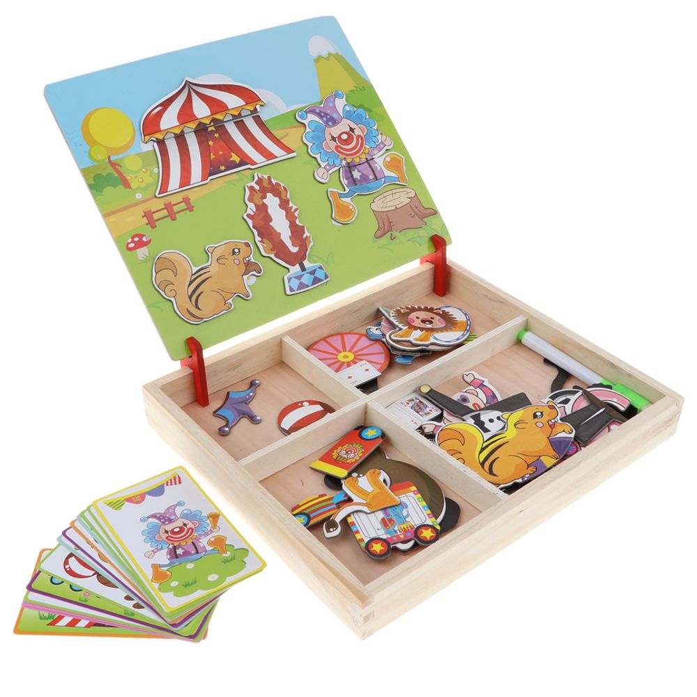 marque generique - livre magnétique jigsaw puzzle kid jouet éducatif cirque habiller ensemble - Puzzles Enfants
