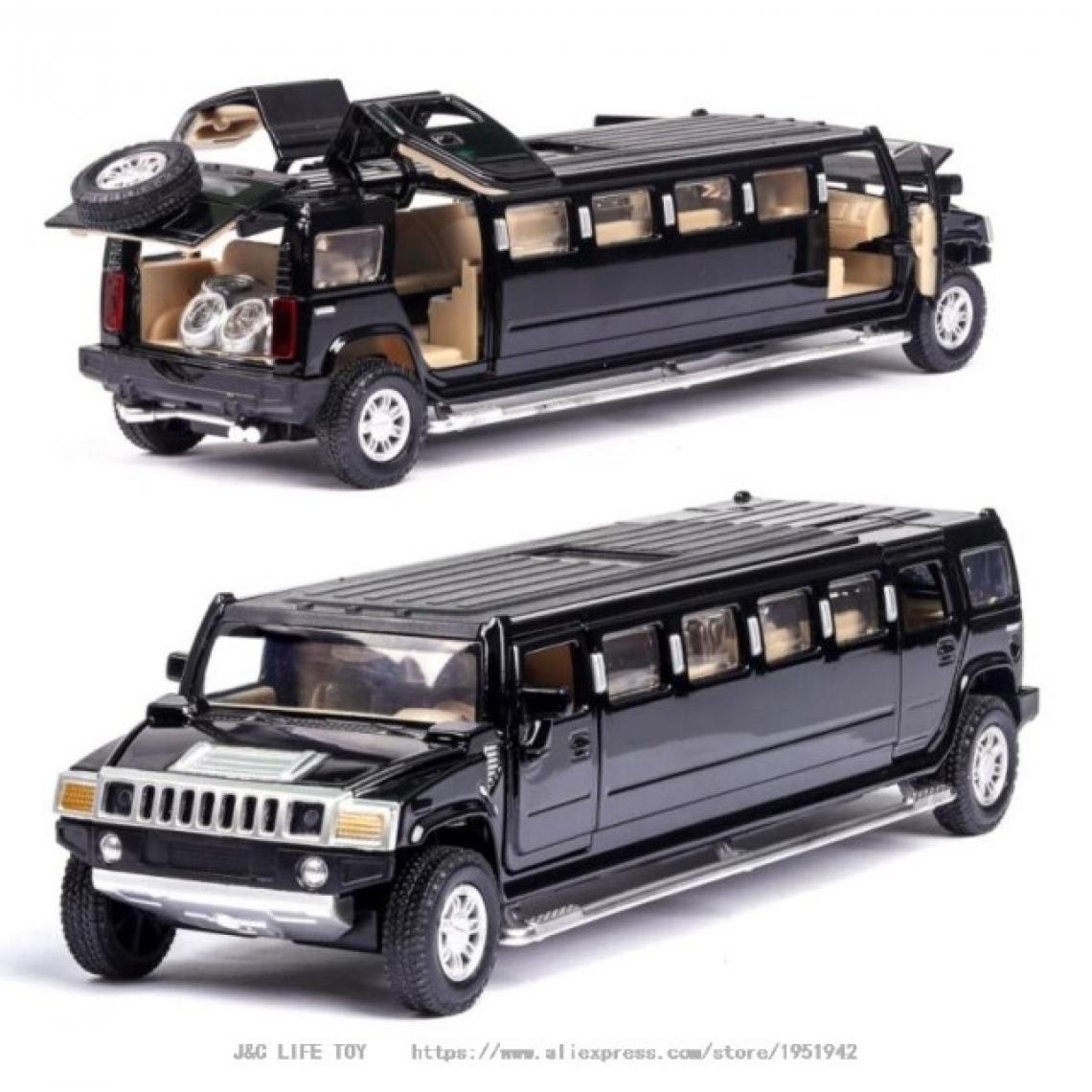 Universal - Émulation haute 1: 32 alliage Hummer limousine métal moulée voiture modèle tire en arrière flash musique enfant jouet voiture cadeau de Noël |(Le noir) - Voitures