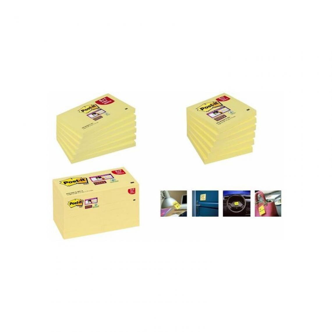 Post-It - Post-it Bloc-note Super Sticky Notes, 47,3 x 47,6 mm, 9+3 () - Accessoires Bureau