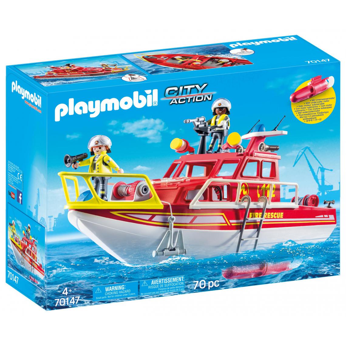 Playmobil - PLAYMOBIL 70147 City Action - Bateau de sauvetage et pompiers - Playmobil