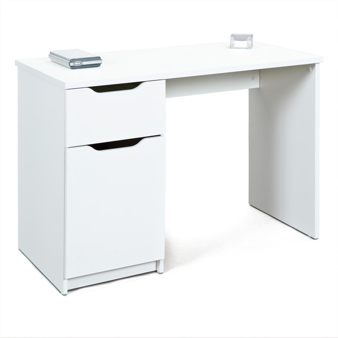 Alter - Bureau avec tiroir et porte latérale, coloris blanc, 115 x 76 x 55 cm. - Bureaux