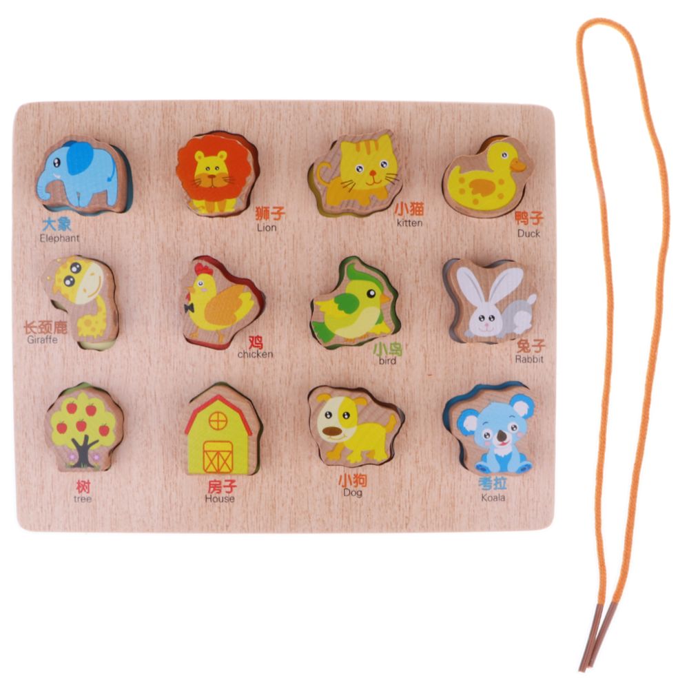 marque generique - jeu de puzzle en bois u0026 jeu de laçage pour enfants jouet éducatif pour enfants - animal - Jeux d'éveil
