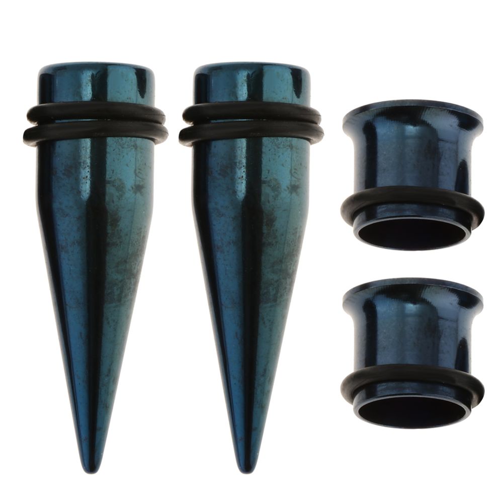 marque generique - 4pcs bouchon de tunnel conique bleu foncé oreille étirement kit extenseur de civière 10mm - Perles