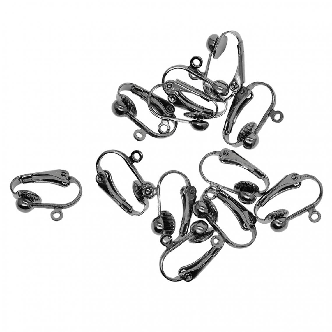 marque generique - Convertisseur de boucle d'oreille à pince 12 pièces avec boucle ouverte conclusions de bricolage noir - Perles