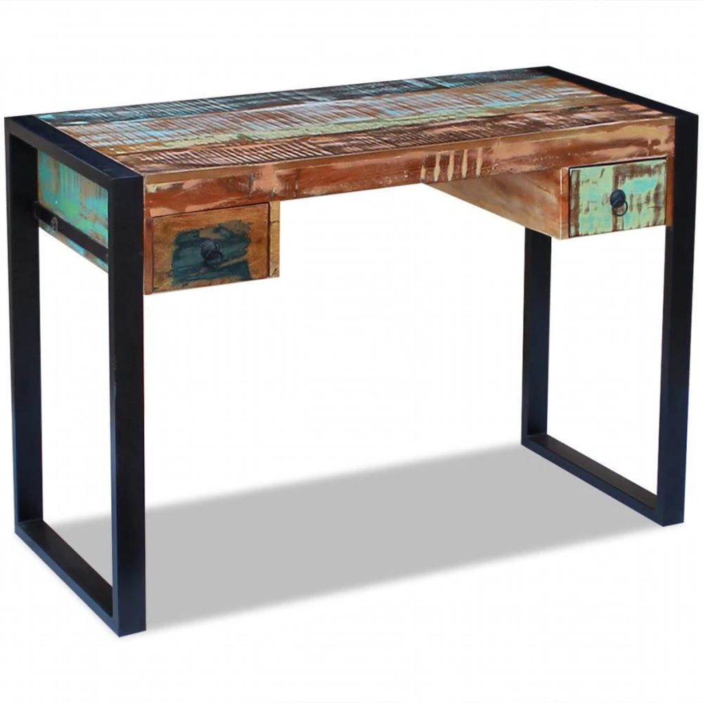 Helloshop26 - Bureau table meuble travail informatique bois de récupération massif 0502082 - Bureaux
