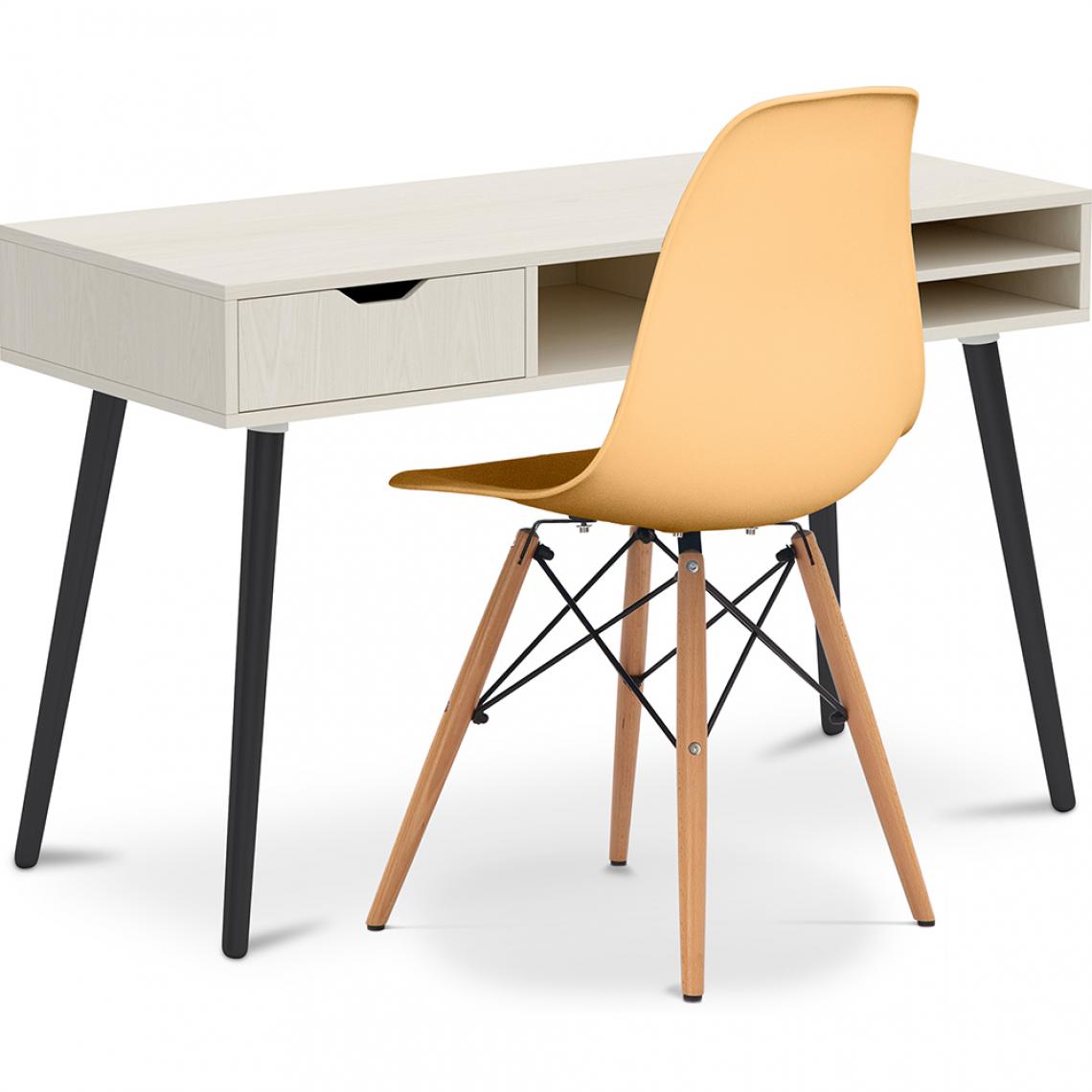 Iconik Interior - Bureau en bois Design style scandinave Beckett + Premium Chaise Deswick - Bureaux