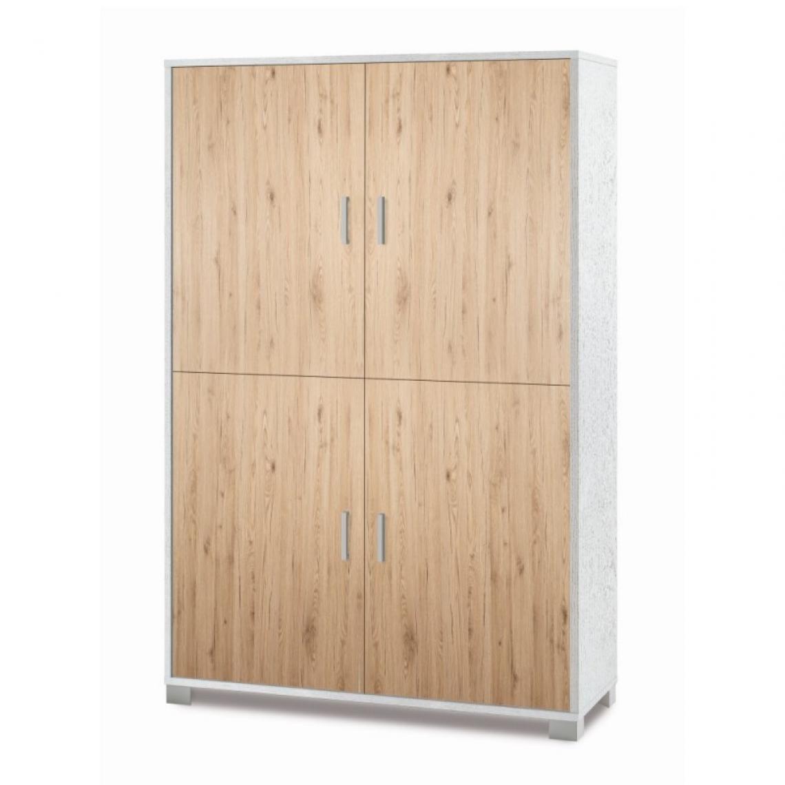Webmarketpoint - Armoire quatre portes avec étagères de bureau Chêne blanc 107x41x h162 cm - Bureaux