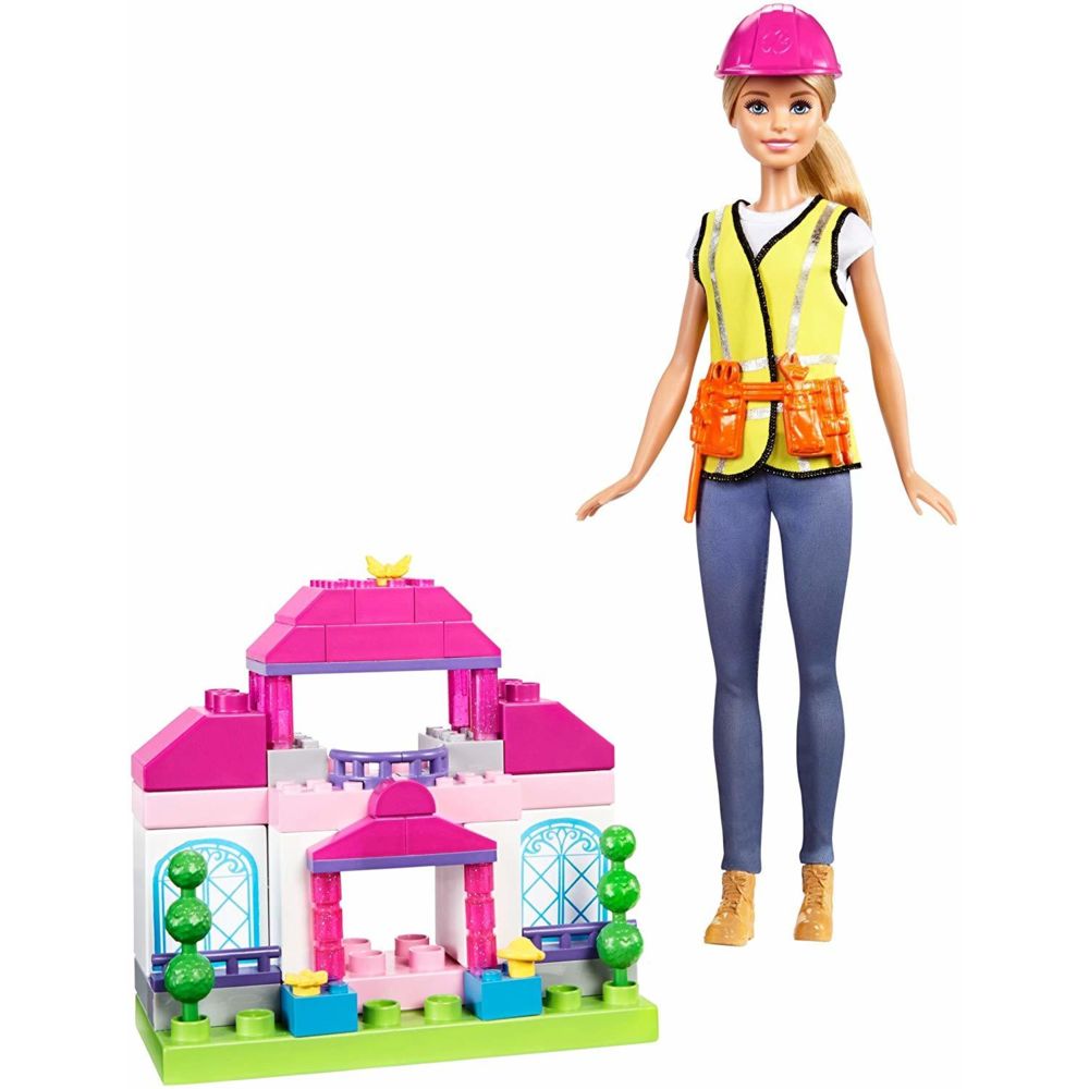 Barbie - Barbie Coffret Construction poupée et briques Mega Bloks, jouet pour enfant, FCP76 - Poupées