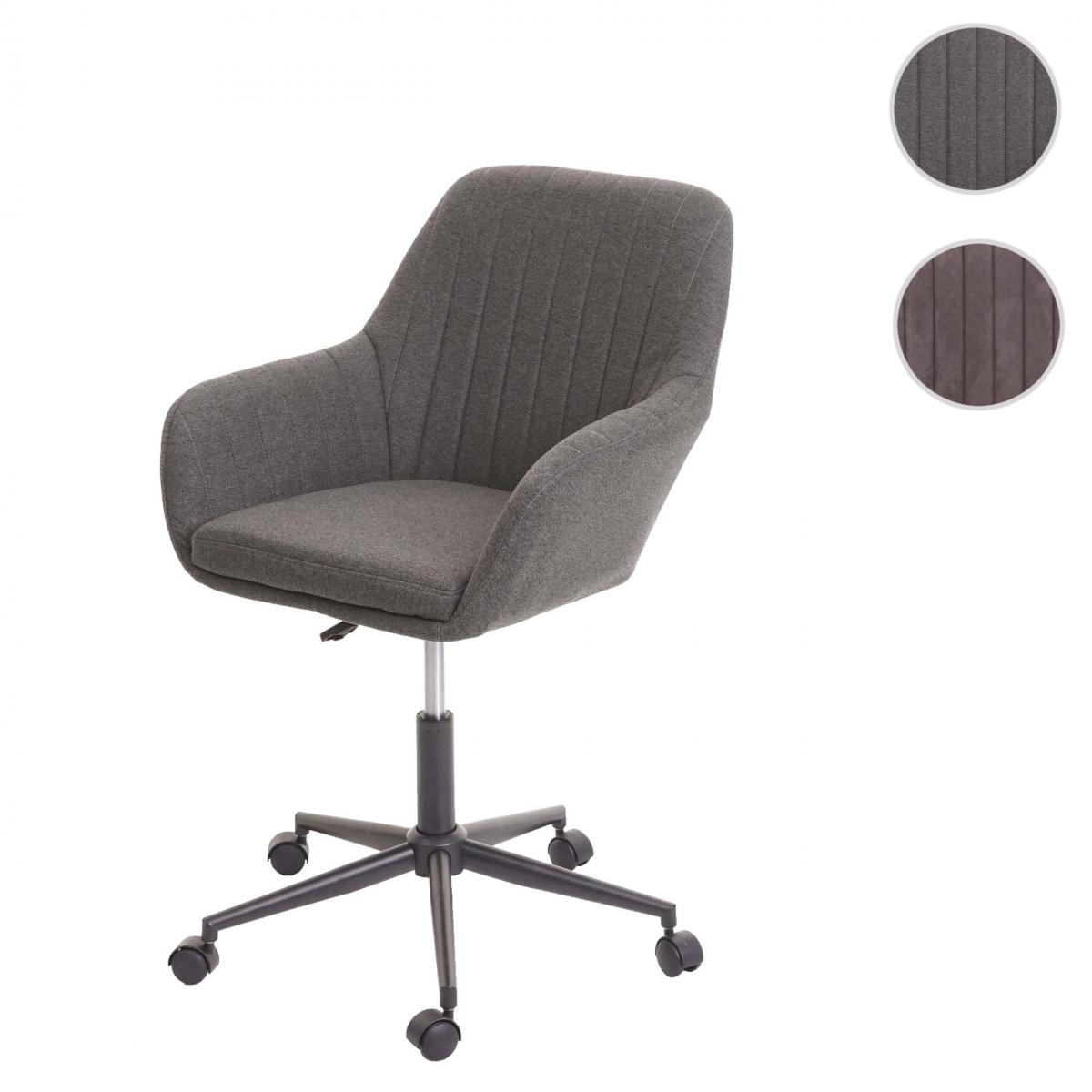 Mendler - Chaise de bureau HWC-D35, pivotante, tissu, avec accoudoirs ~ gris foncé - Bureaux