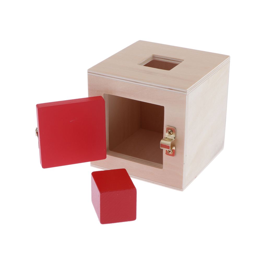 marque generique - Montessori Toys Kids Early Education Supports pédagogiques Cube Jouet En Bois Rouge - Jeux éducatifs