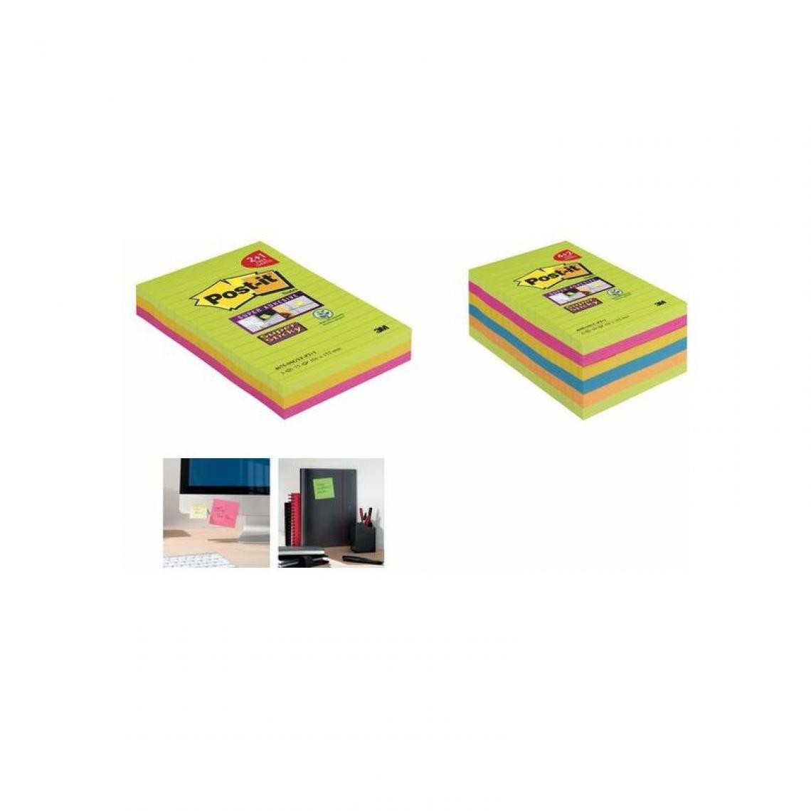 Post-It - Post-it Bloc-note Super Sticky Notes, 101 x 152 mm, ligné () - Accessoires Bureau