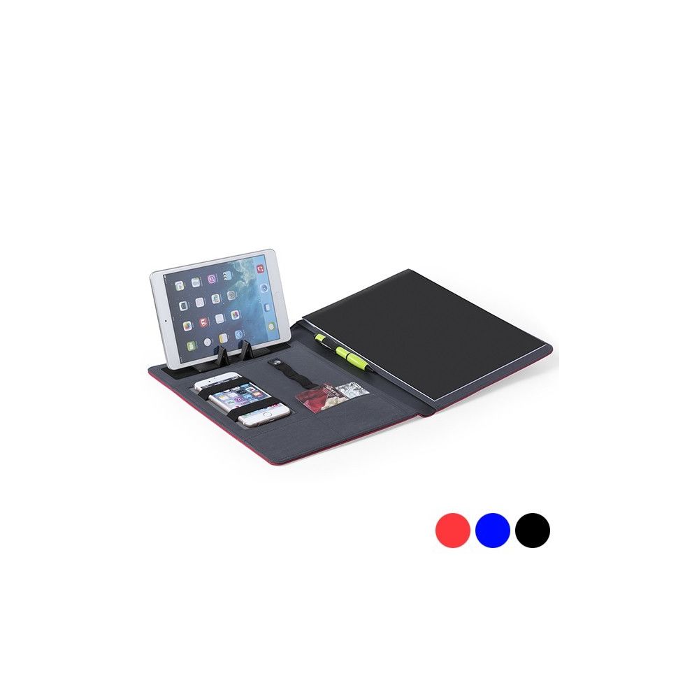 Totalcadeau - Pochette avec carnet de notes et supports de tablette et mobile Couleur - Rouge pas cher - Accessoires Bureau