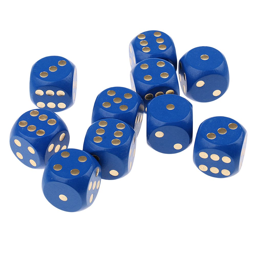 marque generique - 10 pièces dés en bois à six faces dé dés numérique pour d u0026 d jeux rpg bleu - Jeux de rôles