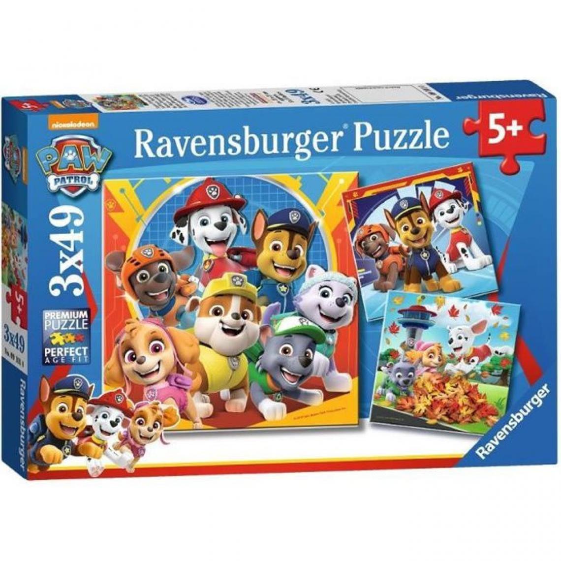 Ravensburger - PAT'PATROUILLE Puzzles 3x49 pieces - Prets a secourir - Ravensburger - Lot de puzzles enfant - Des 5 ans - Animaux