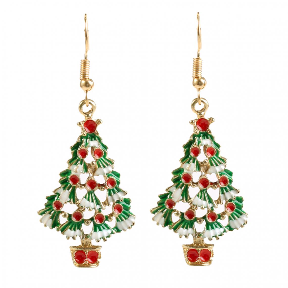 marque generique - 1 paire en alliage coloré thème noël thème crochet boucles d'oreilles diamant arbre - Perles
