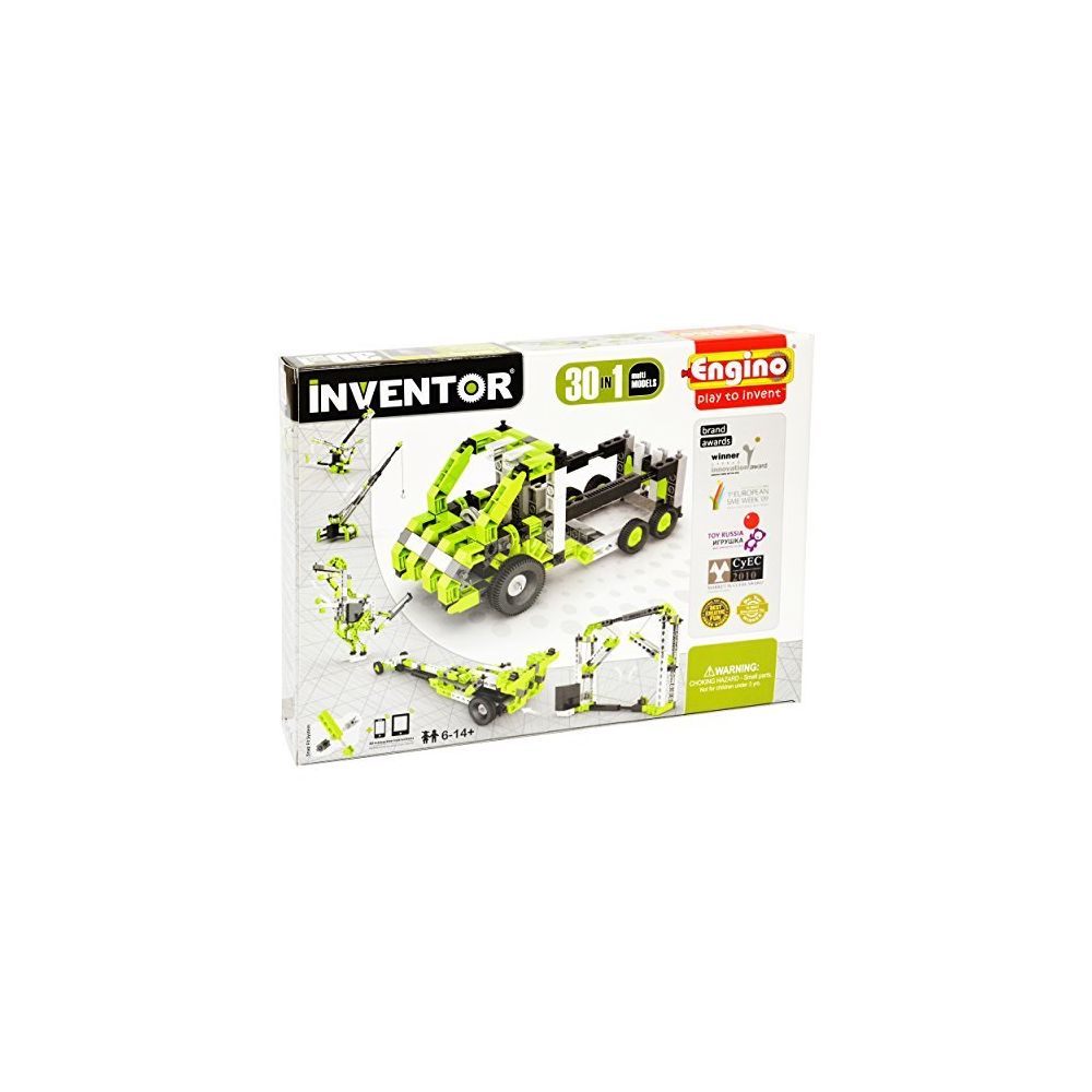 Engino - Engino Inventor - 30-IN-ONE |BUILD 30 Motorized Models | Assemble Drag Racer Drawbridge Truck T-Rex Helicopter Elevator and so much more | STEM Construction Kit - Briques et blocs