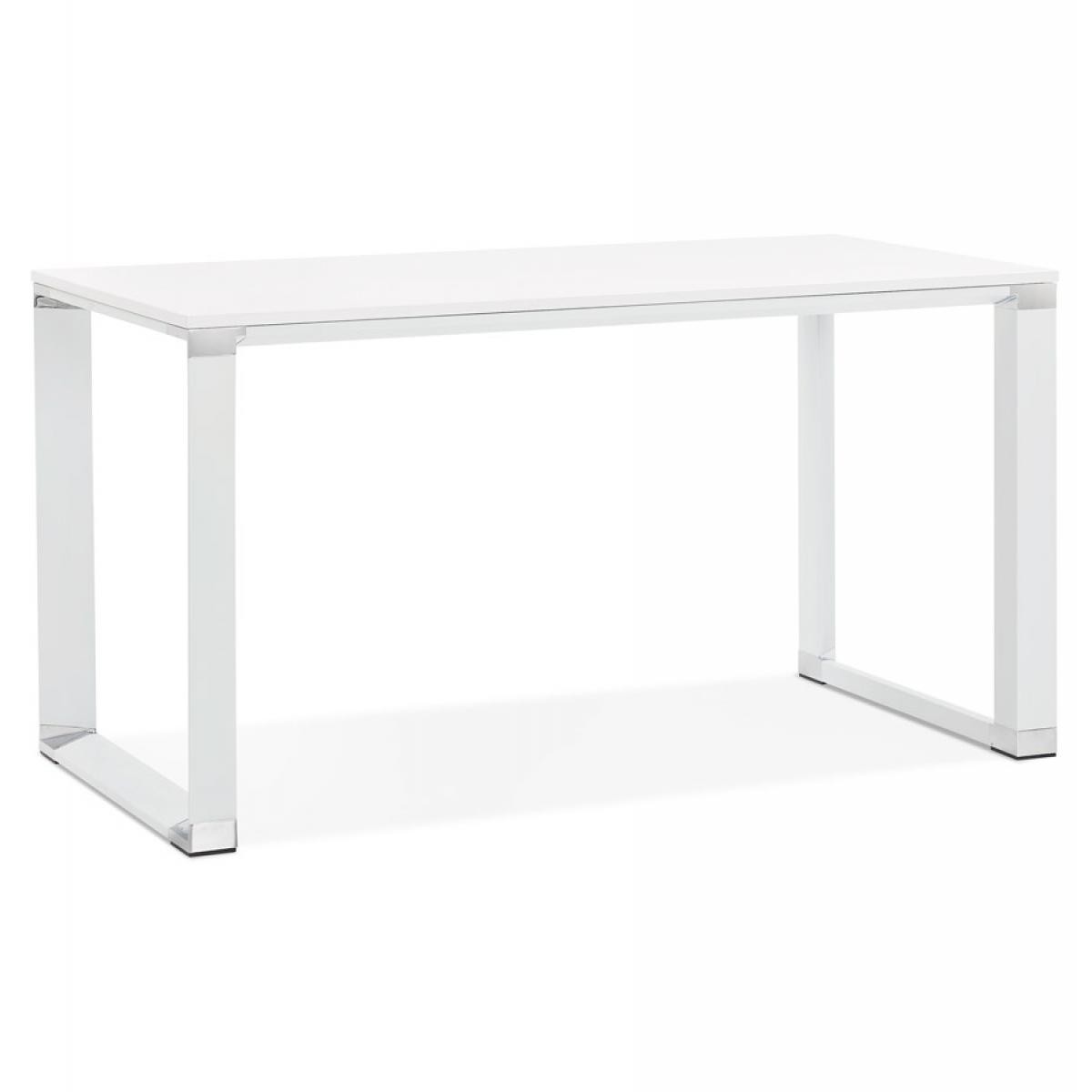 Alterego - Petit bureau droit design 'XLINE' en bois blanc - 140x70 cm - Bureaux