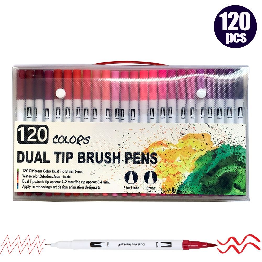 Generic - 120 couleurs Dual Tip Brush Pens Ensemble de marqueurs artistiques Pinceau flexible et pointe de feutre de 0,4 mm Stylos de couleu340 - Accessoires Bureau