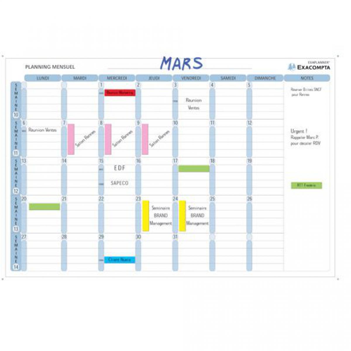 Exacompta - Planning magnétique mensuel Exacompta - Accessoires Bureau
