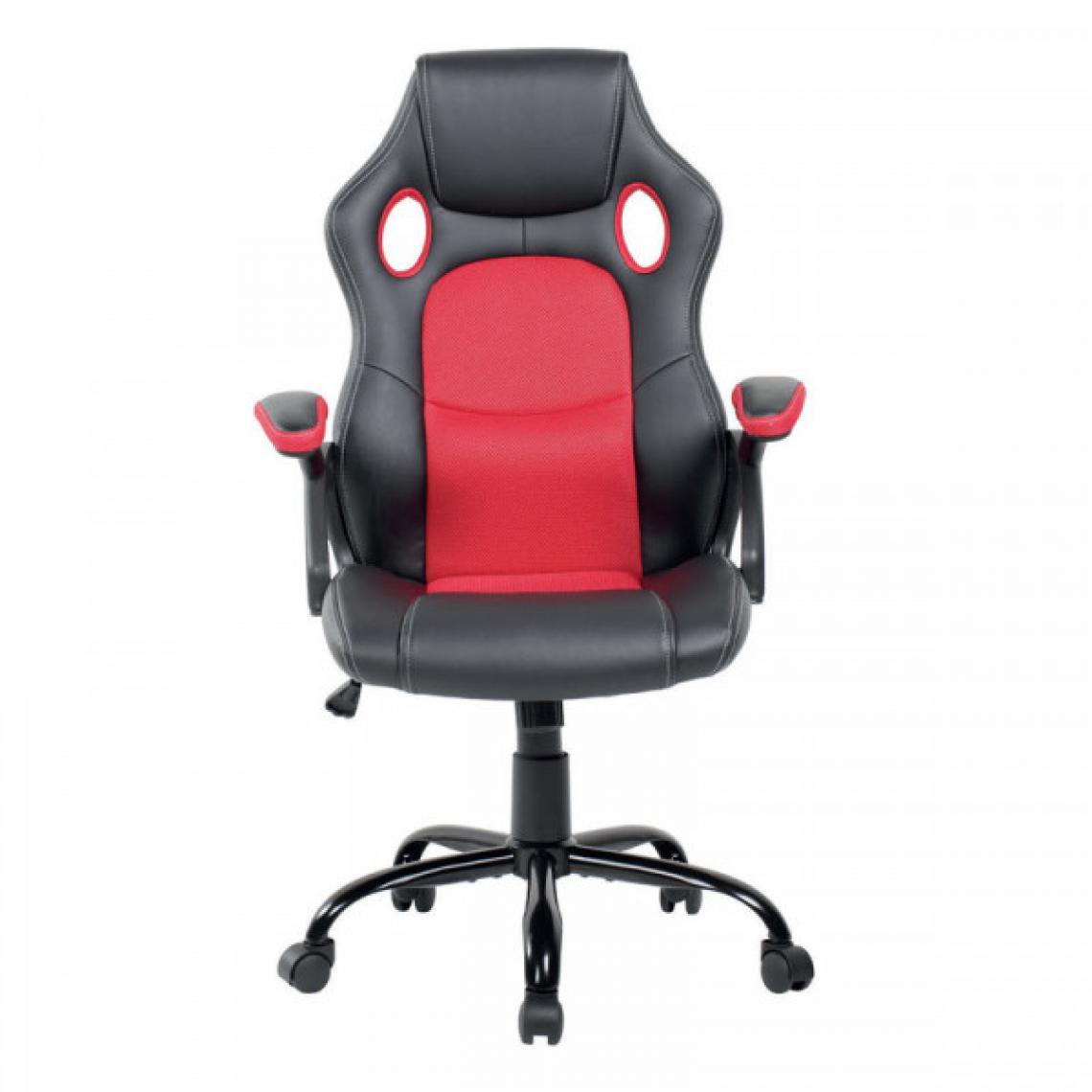 Dansmamaison - Chaise de bureau gamer Noir/Rouge - JOGO - L 66 x l 53 x H 121 cm - Bureaux