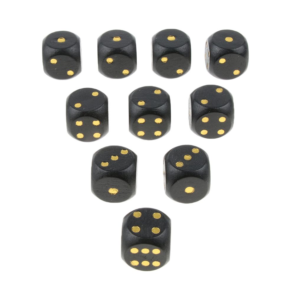 marque generique - 10 pièces en bois dés d6 pointillés pour d u0026 d trpg mtg jeu de société jouet noir - Jeux de rôles