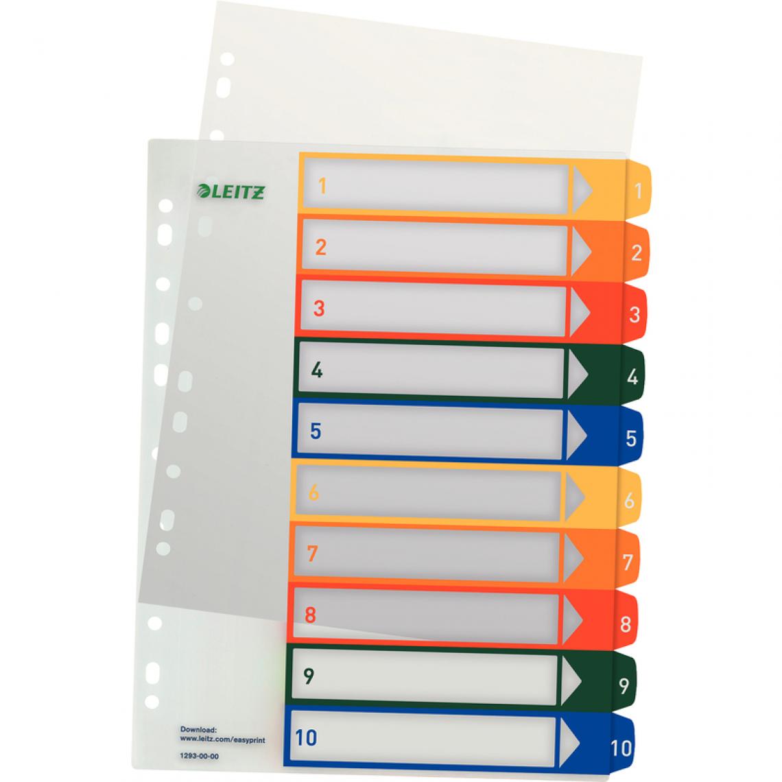 Leitz - LEITZ Intercalaires en plastique, numéroté, A4 extra large () - Accessoires Bureau