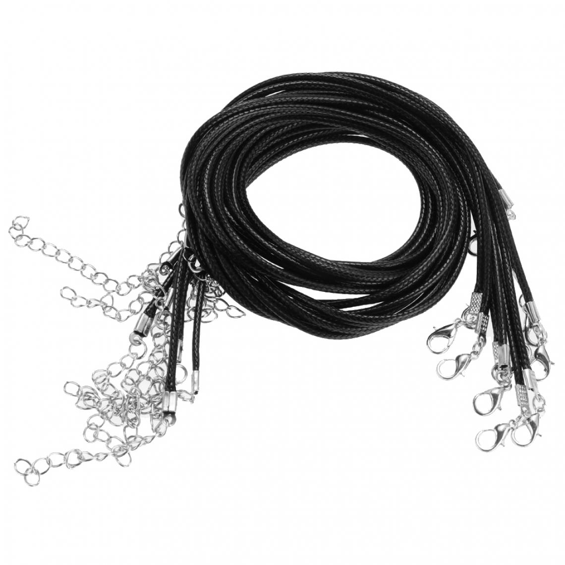 marque generique - diy fait à la main collier cordons cire corde chaîne pour la fabrication de bijoux 1.5mm noir - Perles