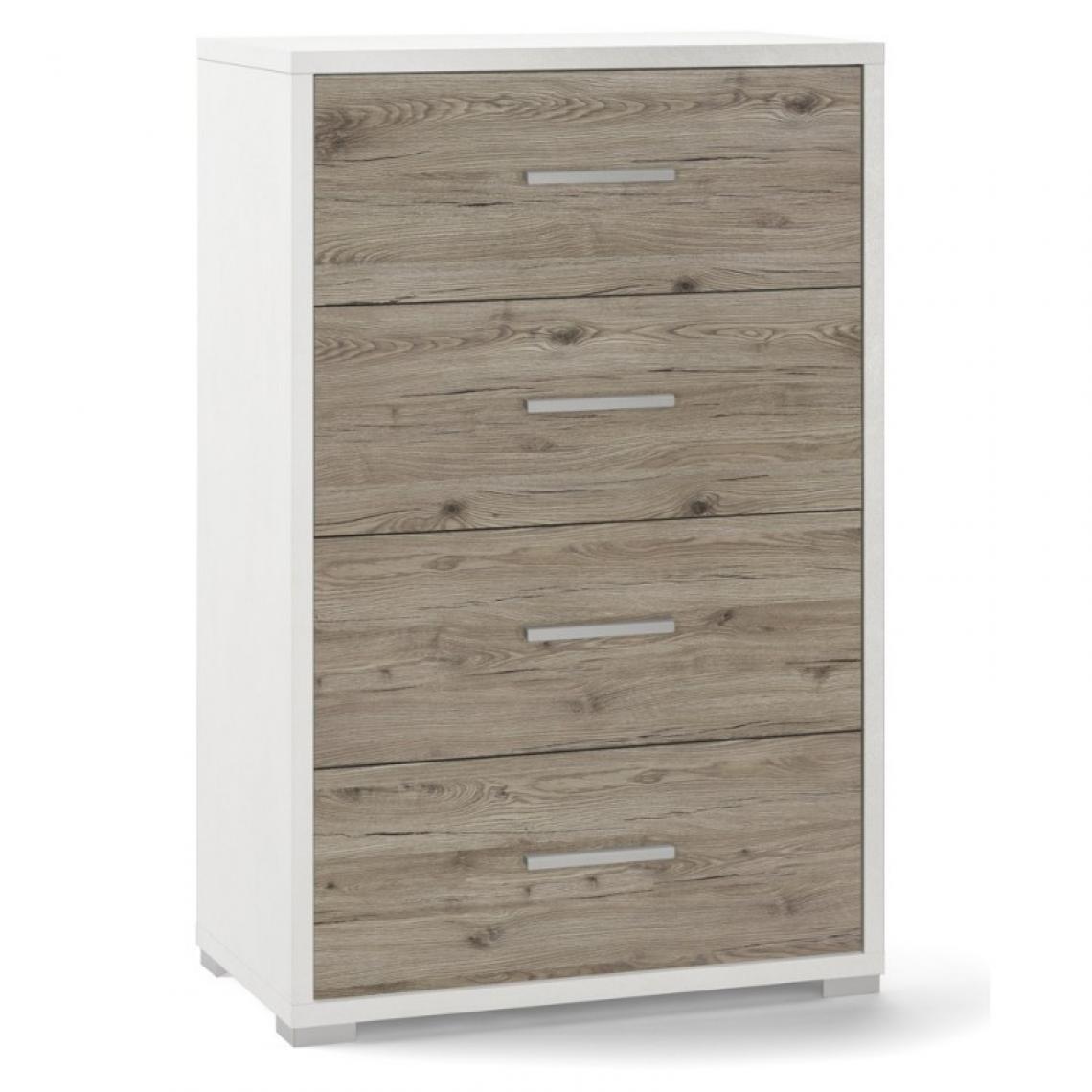 Webmarketpoint - Commode de bureau avec quatre tiroirs Chêne blanc 51x41x h110 cm - Bureaux