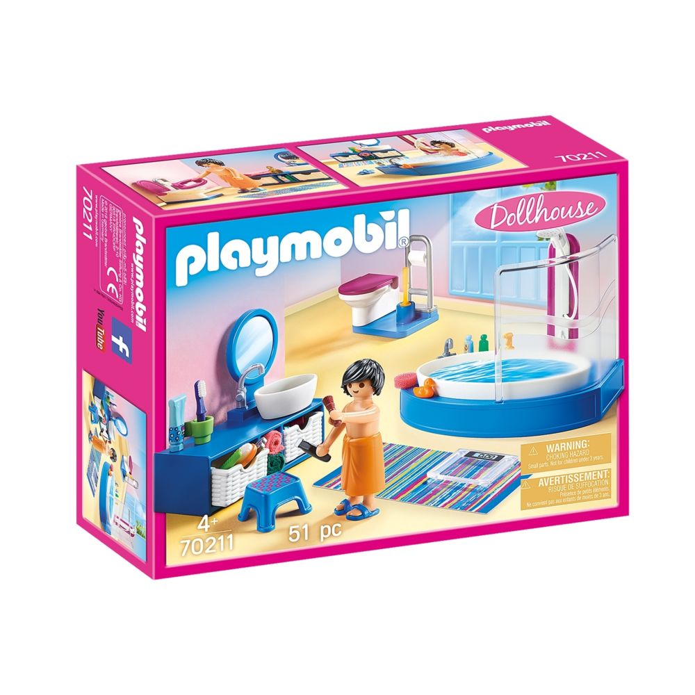 Playmobil - PLAYMOBIL 70211 - Dollhouse La Maison Traditionnelle - Salle de bain avec baignoire - Playmobil